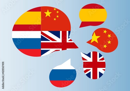 Poliglota. Conversaciones y diálogos en varios idiomas, español, inglés, ruso y chino. 