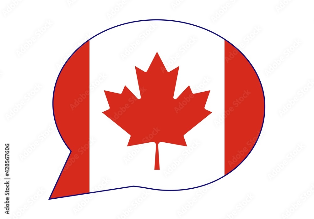 Canadá opina o dice. Bocadillo con la bandera de Canadá Canadá opina o dice. Bocadillo con la bandera de Canadá