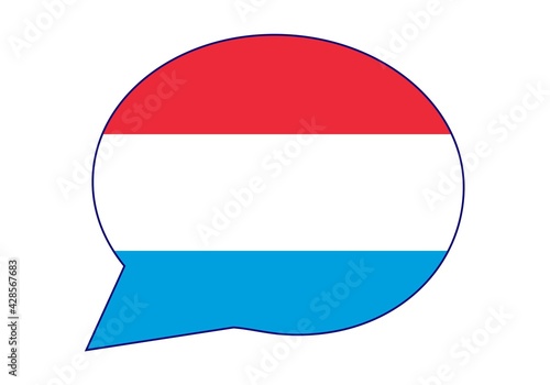 Luxemburgo dice, habla u opina. Bocadillo con la bandera de Luxemburgo. La voz de Luxemburgo.
