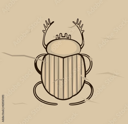 Bas-relief with a scarab. The sacred beetle. Manure beetle