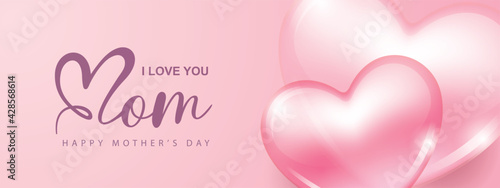 Happy Mother's Day poster and banner template. Vector illustration for greeting card, women's day, shop, invitation, discount, sale, flyer, decoration.