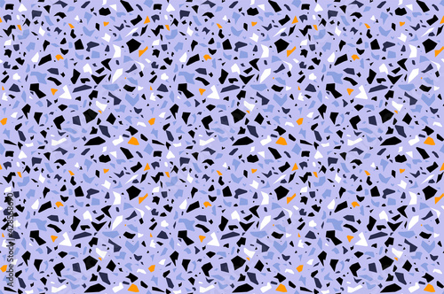 Terrazzo flooring blue seamless pattern. Abstract background. Marble texture. Vector illustration