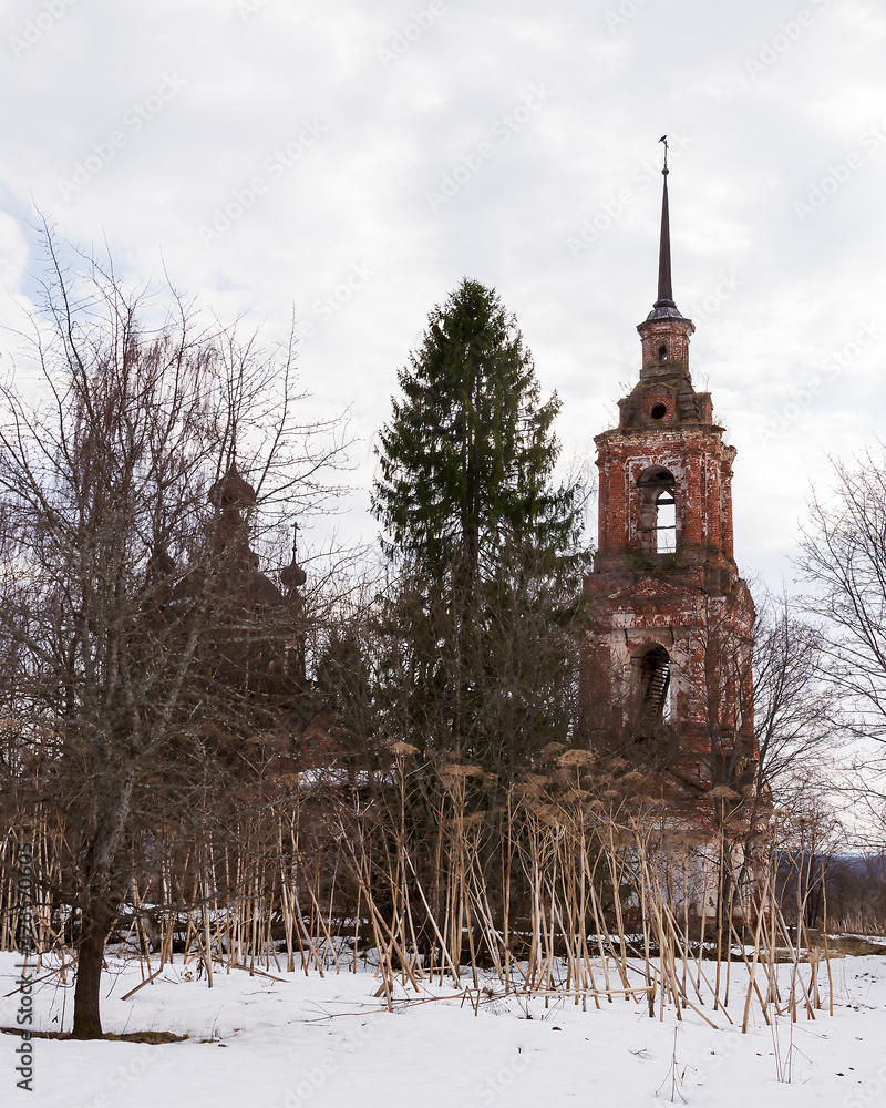 old abandoned Orthodox bell tower