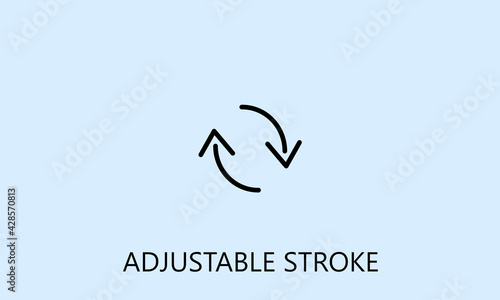 minimalistic refresh icon, logo or symbol with fully ajustable strokes