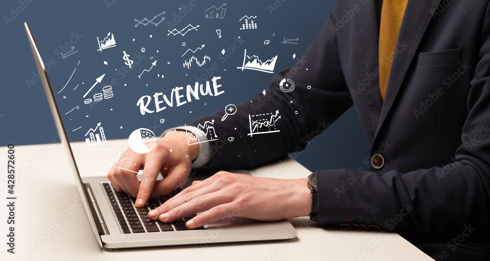 Businessman working on laptop, business concept Businessman working on laptop, business concept