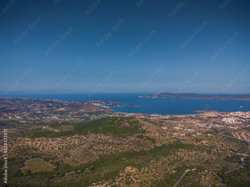 View of Lavrio port from drone