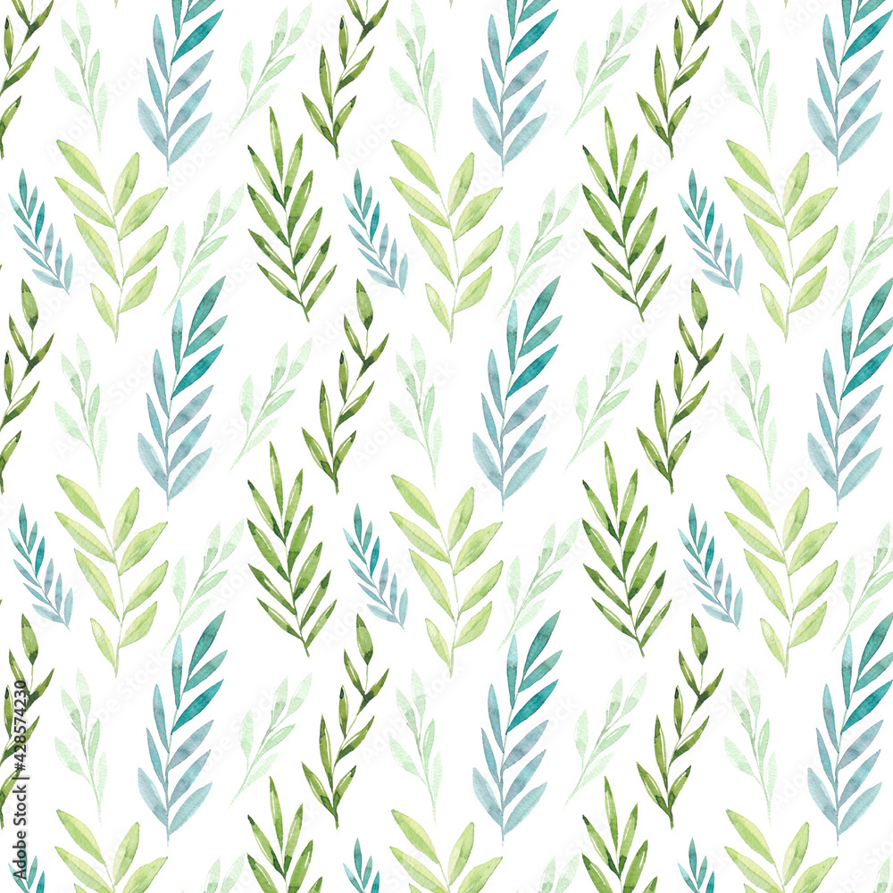 Fototapeta premium Watercolor leaves pattern