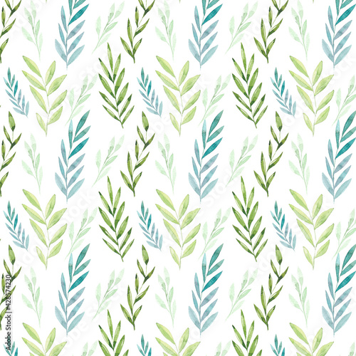 Watercolor leaves pattern © DesignToonsy