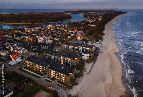 Fototapeta Naklejka Na Ścianę i Meble -  Dziwnów 04/17/2021 Beach on the Baltic Sea near Dziwnów, north-western Poland
