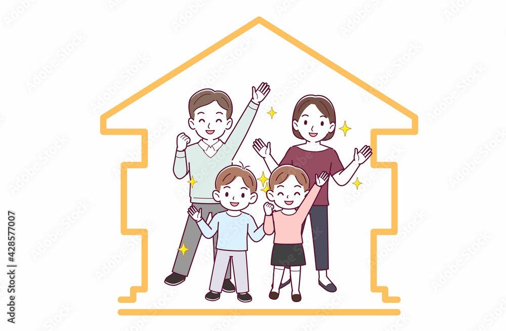 若い夫婦と男の子と女の子 若い夫婦と男の子と女の子