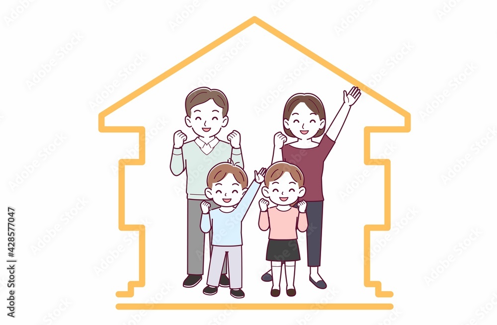 若い夫婦と男の子と女の子 若い夫婦と男の子と女の子