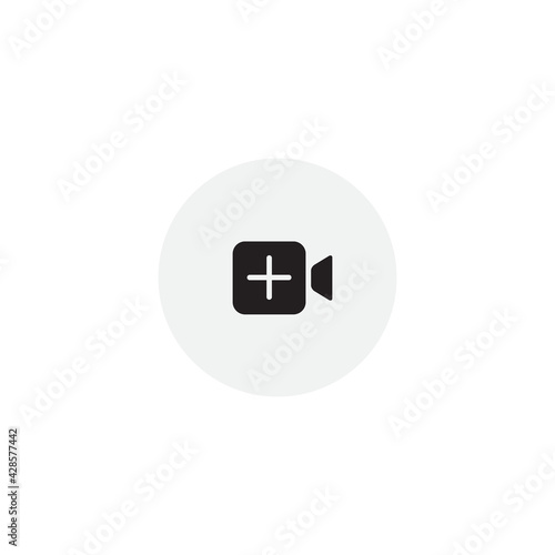 Create Room Icon Vector in Flat Design Style. Add Video Streaming Symbol Image