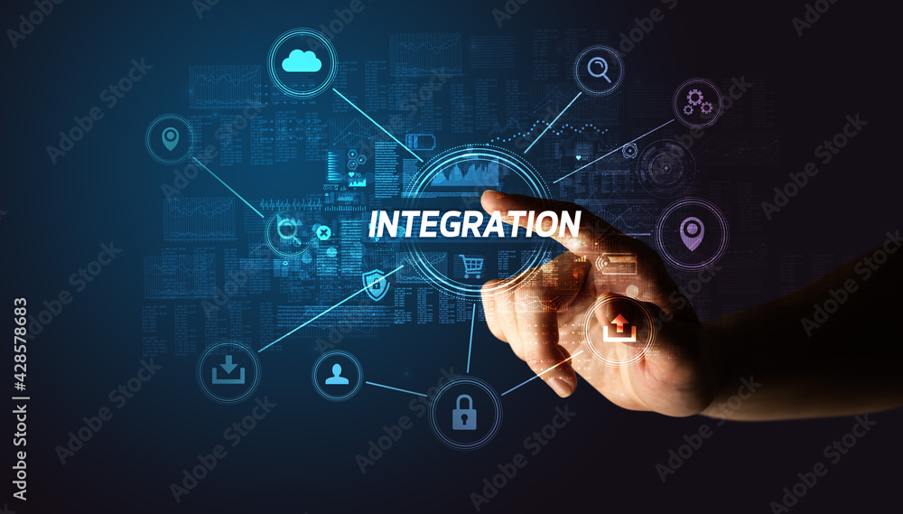 Hand touching cybersecurity button concept Hand touching cybersecurity button concept