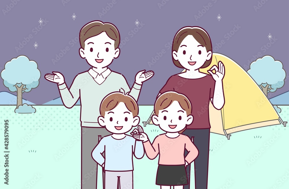 若い夫婦と2人の子供 若い夫婦と2人の子供