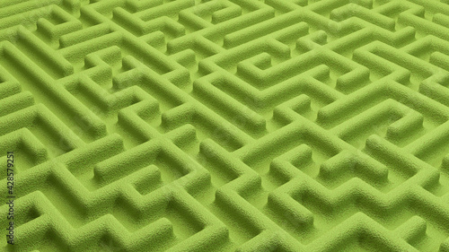 A maze of bushes. 3d modeling, 3d rendering