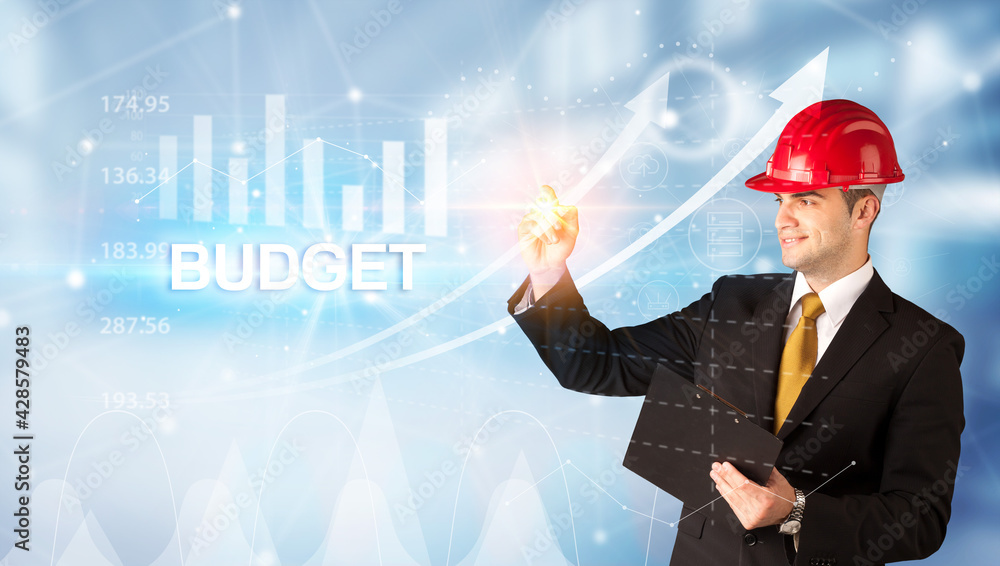 Young Businessman with helmet concept Young Businessman with helmet concept