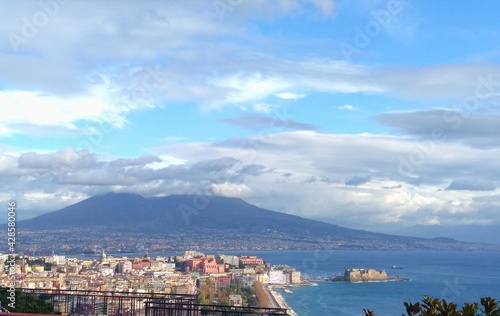 panorama of the gulf of Naples with sea and the Vesuvius volcano 