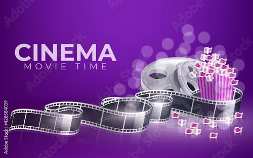 Cinema videocamera food clapboard and 3d glasses design, Movie video film media entertainment theme Vector illustration