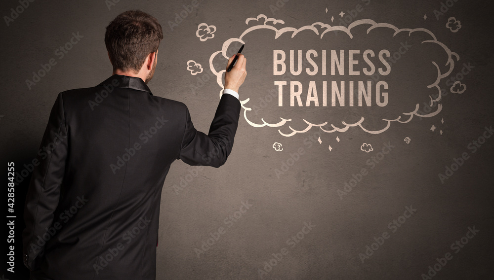 businessman drawing a cloud with inscription businessman drawing a cloud with inscription