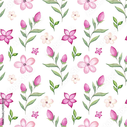 Wallpaper Mural Watercolor cherry blossom pattern Torontodigital.ca