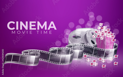 Cinema videocamera food clapboard and 3d glasses design, Movie video film media entertainment theme Vector illustration