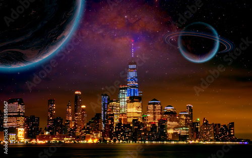 Photography Fantasy space abstract background, space and planet concept