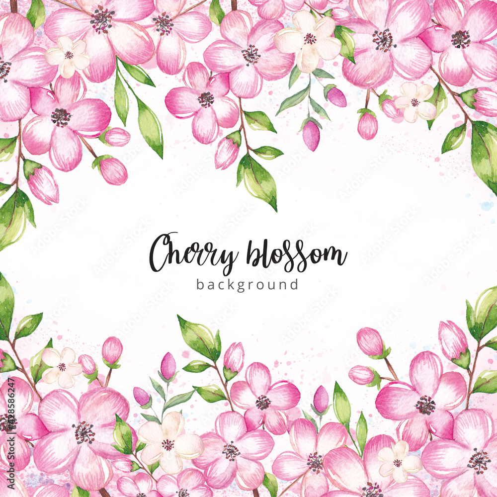 Obraz Watercolor cherry blossom background