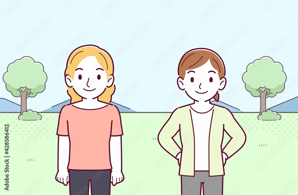 金髪女性と日本人女性 金髪女性と日本人女性