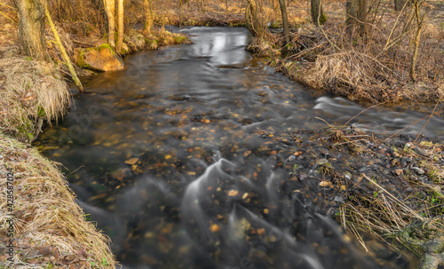 Olsovy creek near Rajec village in cold spring morning photo