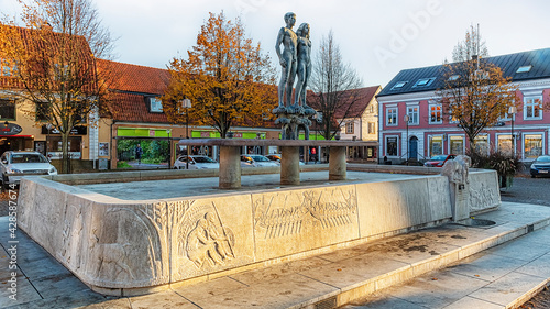 Solvesborg Bronze Sculpture on Stone Fountain