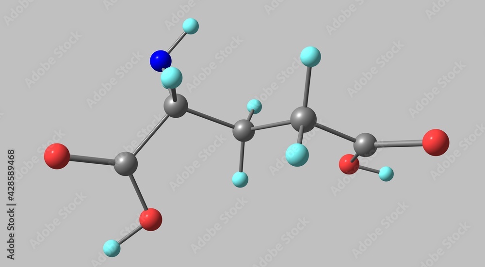 Glutamic acid molecular structure isolated on grey Glutamic acid molecular structure isolated on grey