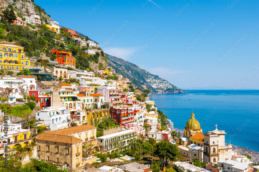 Aerial view of Positano at sunny day 