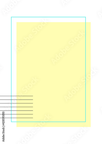 Yellow postcard with blue frame and style elements, place for text, background for greeting and decoration of flyers, banners, booklets, brochures, presentations, vector design