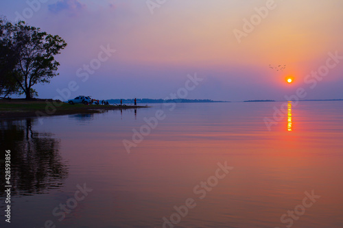 Thailand,dam, Sea, Sunset,river,man,Fishing