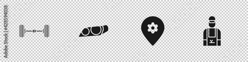 Set Chassis car, Car headlight, Location with service and mechanic icon. Vector