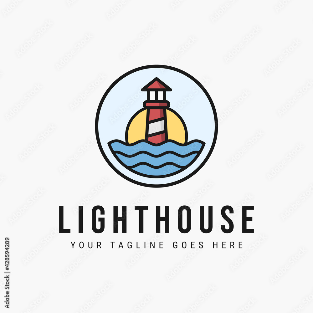 lighthouse logo vector illustration design. lighthouse emblem logo design lighthouse logo vector illustration design. lighthouse emblem logo design