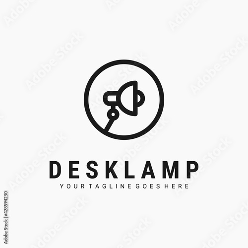 Desk lamp line art minimalist icon badge logo vector illustration design. simple desk lamp icon, badge, logo concept