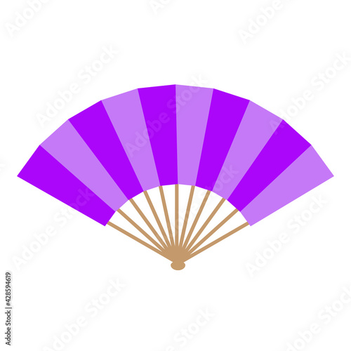 紫の扇子のシンプルなイラスト Purple folding fan