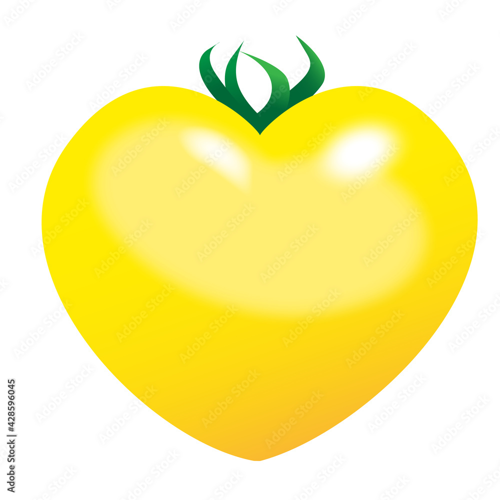 つやつやフレッシュ可愛いハート型の黄色いトマトのイラスト Yellow Tomato Illustration Stock Illustration Adobe Stock
