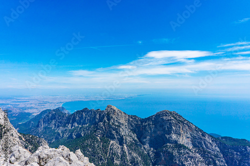 The scenic view of Antalya and Mediterranean Sea from the hill of "Dastaratacağı Dağı" 