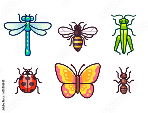 Cartoon insects icon set
