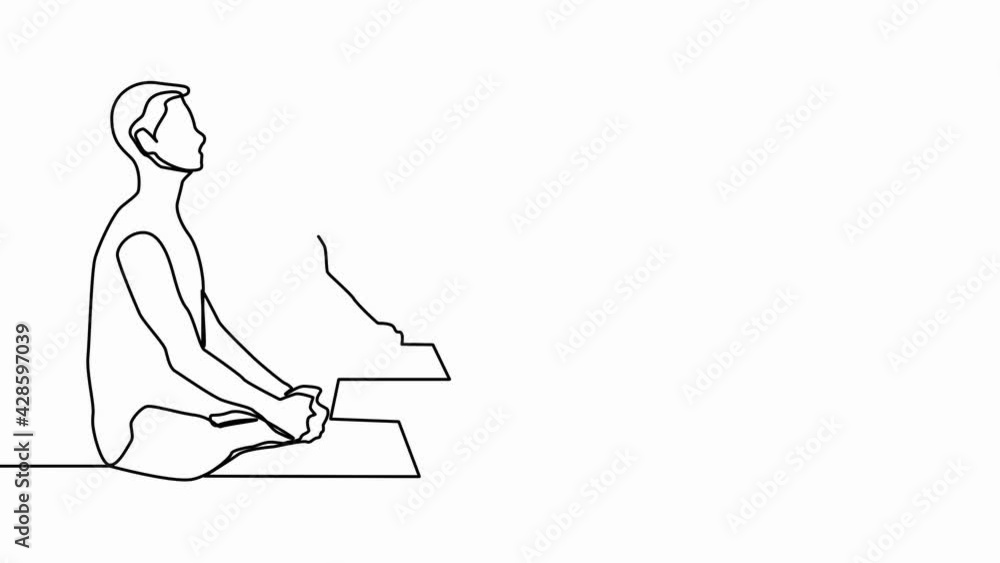 Self-drawing a simple animation of one continuous exercise of drawing one line, a person takes up yoga, a healthy lifestyle, health, sport, fitness. Self-drawing a simple animation of one continuous exercise of drawing one line, a person takes up yoga, a healthy lifestyle, health, sport, fitness.