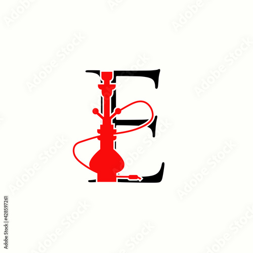logo letter e with icon shisha vector design