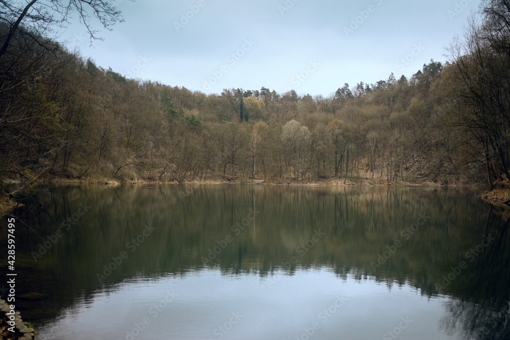 
beautiful lake in which the forest is reflected, a place where you can relax in silence, extraordinary landscape