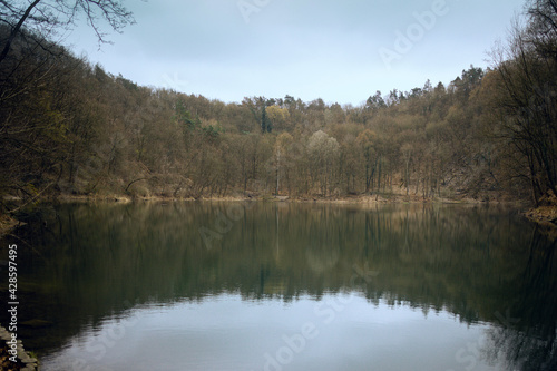  beautiful lake in which the forest is reflected, a place where you can relax in silence, extraordinary landscape
