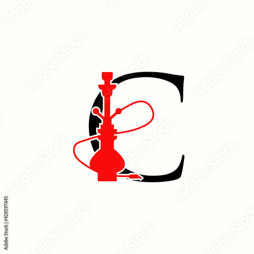 logo letter c with icon shisha vector design