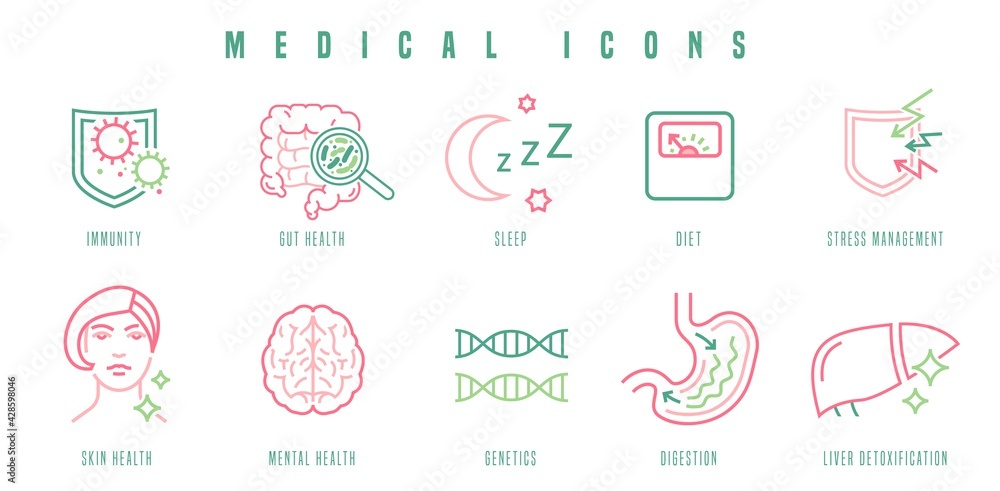 Medical icons set. Outlined signs in modern style Medical icons set. Outlined signs in modern style