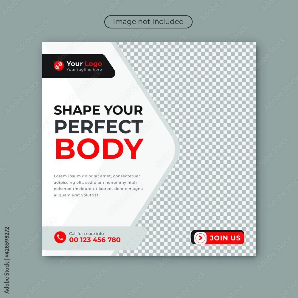 Obraz premium Gym Fitness social media post template design for internet ads and web