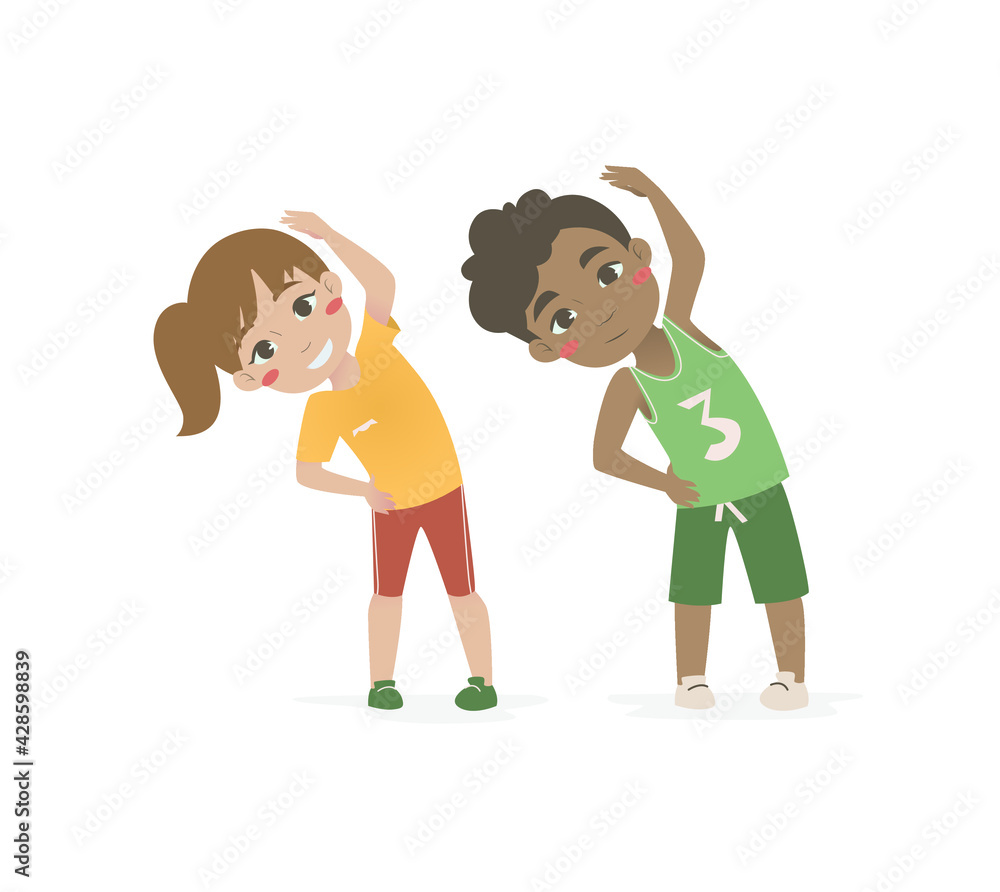 boy and girl doing exercises 