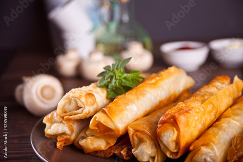 Sigara burek turkish crispy fried pastry rolls filo phyllo dough photo